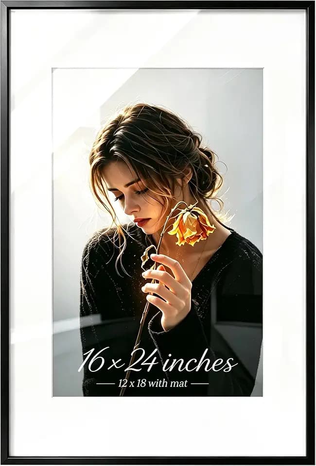 16x24 Black Metal Poster Frame - Real Tempered Glass