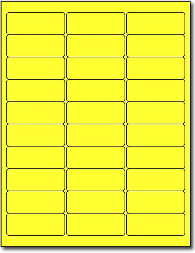 Fluorescent Yellow Address Labels 1" x 2-5/8" - 750 Neon Colored Mailing Labels, High Visibility Shipping Color Coding Labels, Printable Stickers (Inkjet/Laser Printers) Permanent Adhesive 30up Label