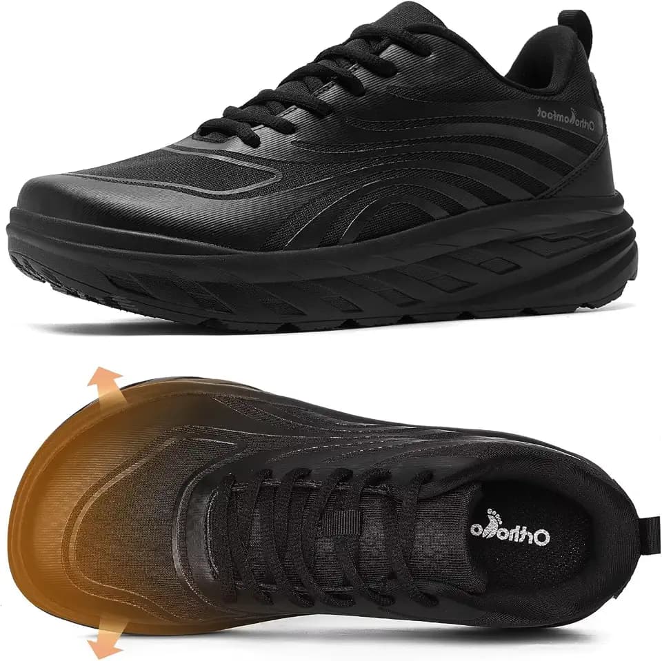 OrthoComfoot Men's Orthopedic Diabetic Wide Running Shoes: Comfortable Arch Support Plantar Fasciitis Sports Sneakers, Casual Swollen Orthotic Work Tennis Walking Shoes for Ankle and Heel Pain Relief