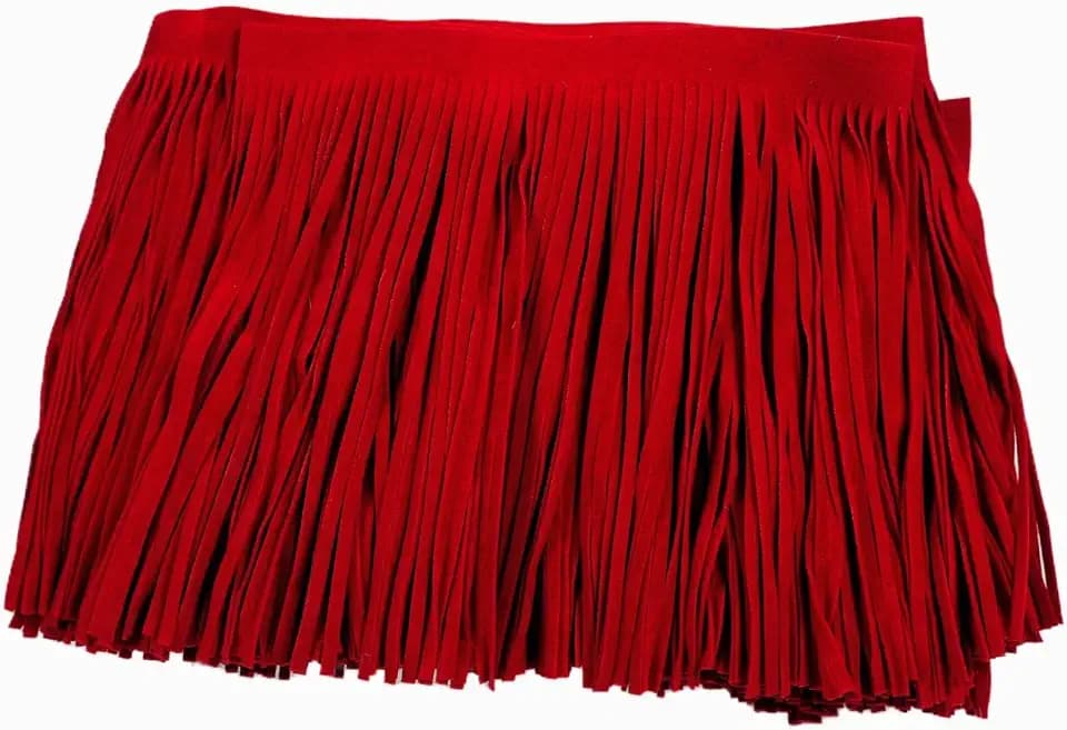 3 Yards 6 Inch Double Side Suede Tassel Fringe Trim, Faux Leather Fringe Trim for DIY Sewing Craft Garment Hem Accessories Handbag Boots Embellishment Decoration (red)