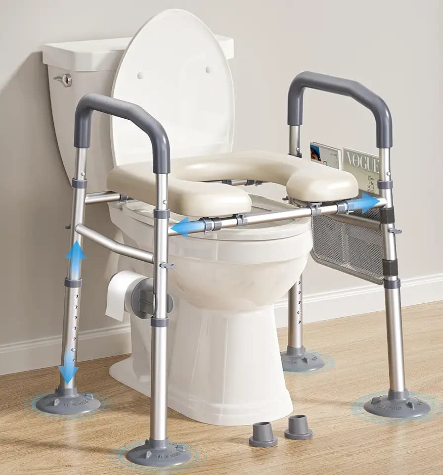 Bluelog Raised Toilet Seat Risers with Handles for Seniors, White