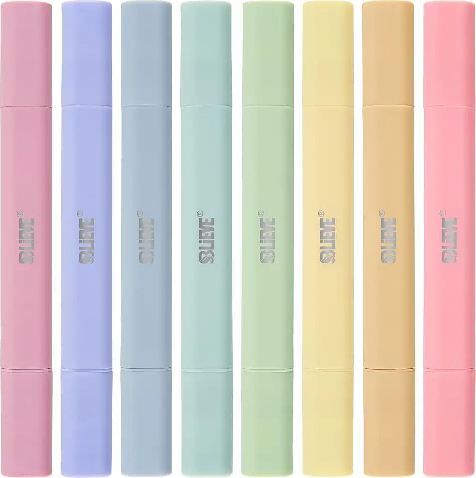 BLIEVE Bible Highlighters No Bleed Through, Pastel Colors, Dual Tip, 8 Pack