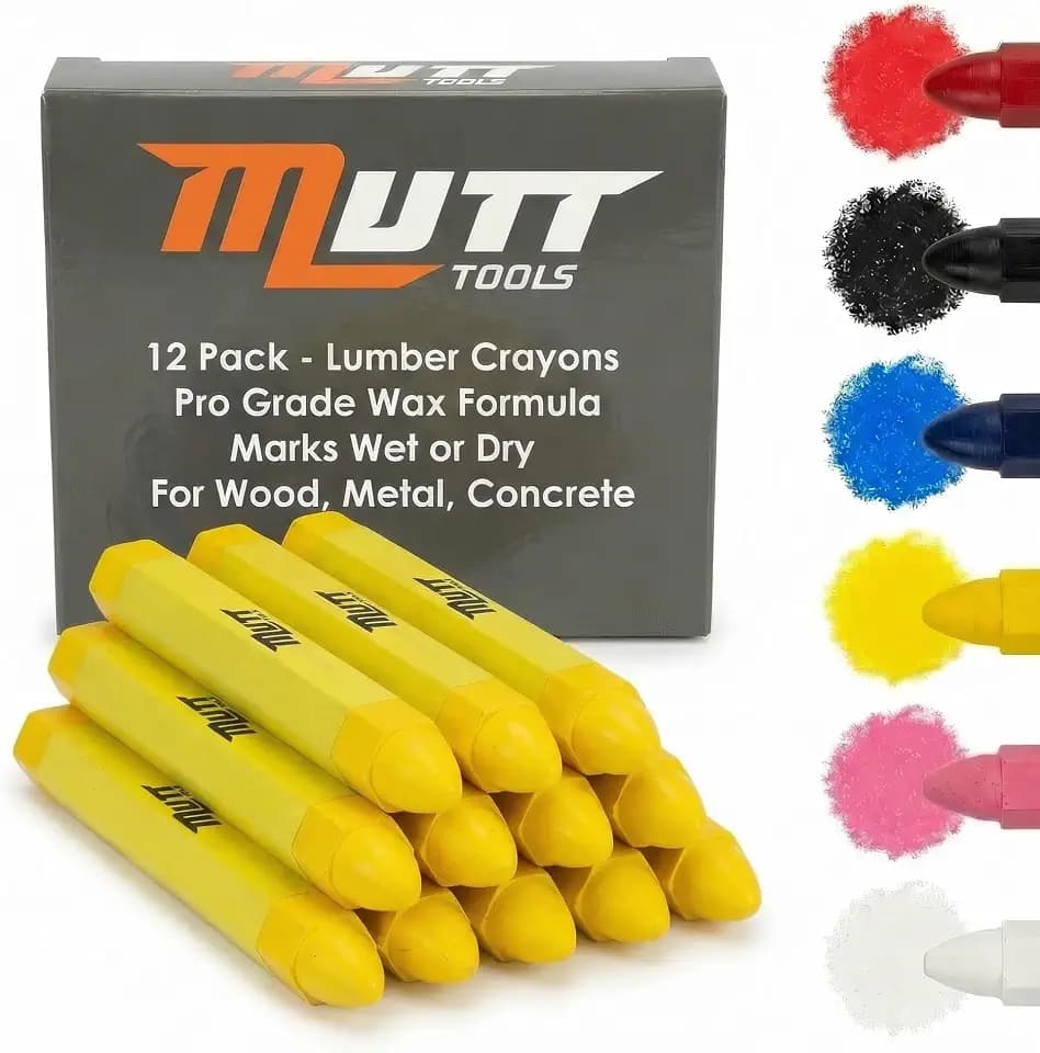 Mutt Tools Yellow Lumber Crayons 12 Pack - Construction Crayon