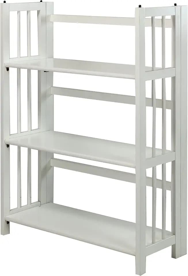 Casual Home 3-Shelf 27.5" Wide Folding Stackable Bookcase, White (New)