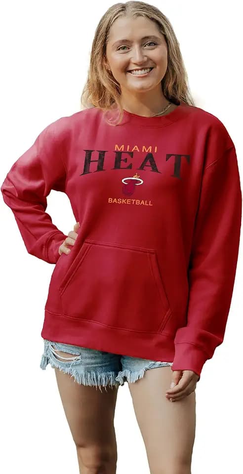 Blue 84 NBA womens Nba Officially Licensed Women's Pocket Crewneck Sweatshirt Embroidery