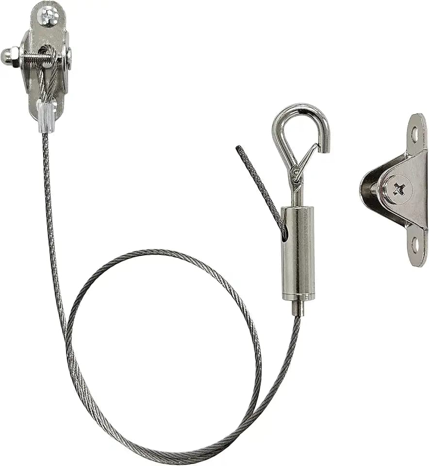 2 Sets Adjustable Hanging Wire Kit, Stainless Steel Multipurpose Suspension Wire Cable with Hook, Heavy Duty Anchor for Furniture, Light, Lamp, Picture, Mirror Secure to Wall or Ceiling, 80in