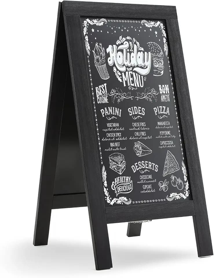 DAHAPYBOO Sandwich Board 40"x20" Solid Pine Wood Rustic Black
