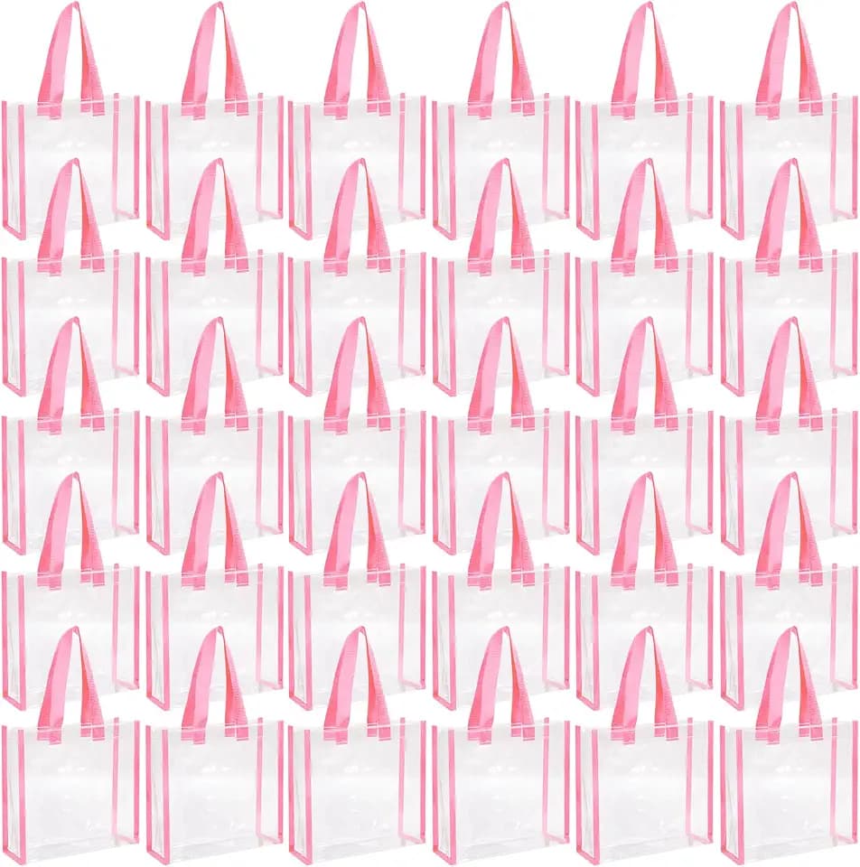 Paterr 30 Pcs Clear Tote Bags Bulk, PVC Shoulder Bag, Pink