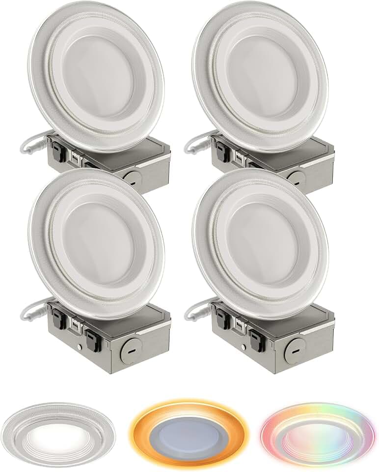 HALO 6 in Dual Zone Smart Wi-Fi Canless LED WiZ Pro 4-Pack Full Color Light
