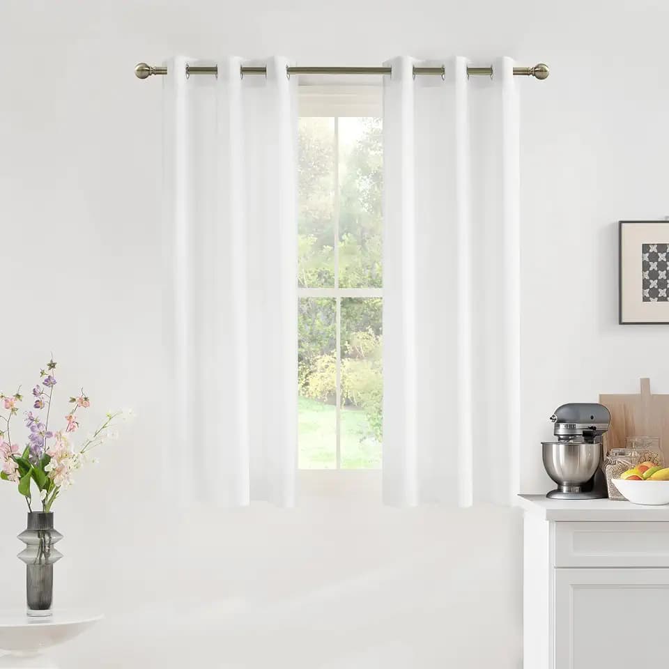 NICETOWN Semi Sheer Privacy Curtains, Off-White Non-See-Through Light Filtering Grommet Drapes 72 Inches Long 2 Panels, Cat Proof Window Curtains for Living Room Bedroom Home Decor, 42" W