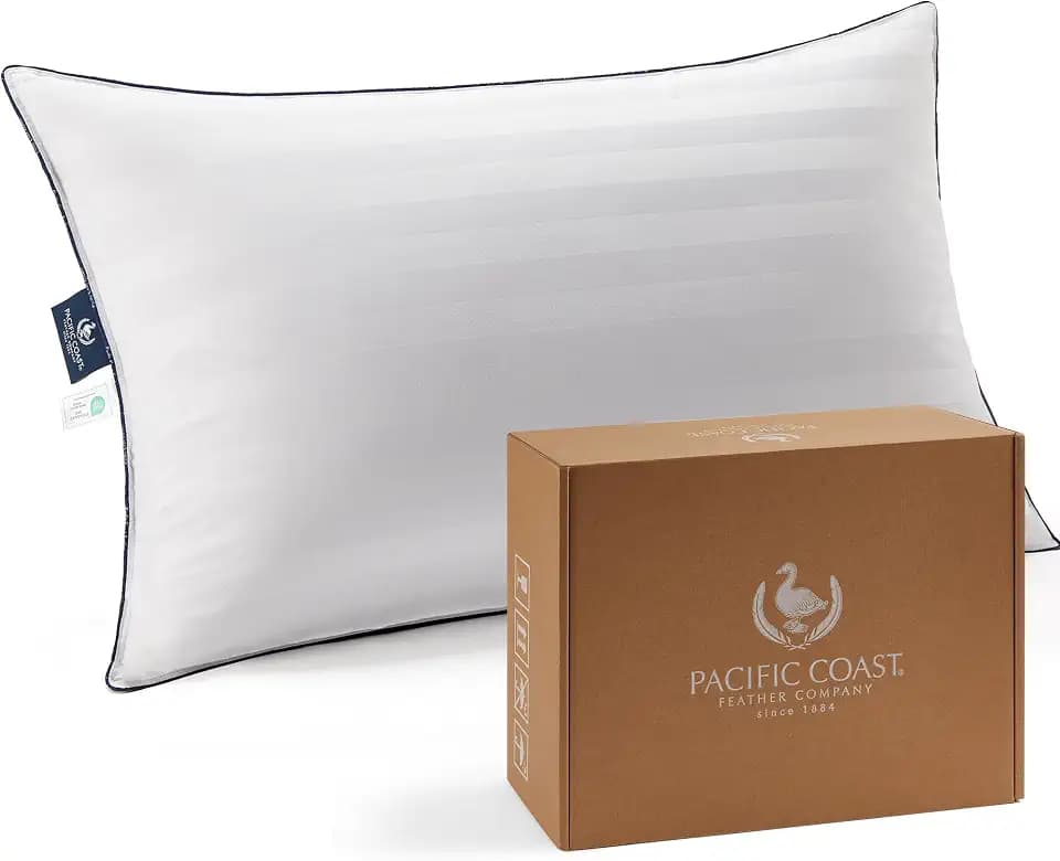 Pacific Pacific Coast White Goose Down Pillow with 100% Cotton Shell, Luxury Hotel Bed Pillow for Sleeping, Suitable for Back and Stomach Sleepers, King Size