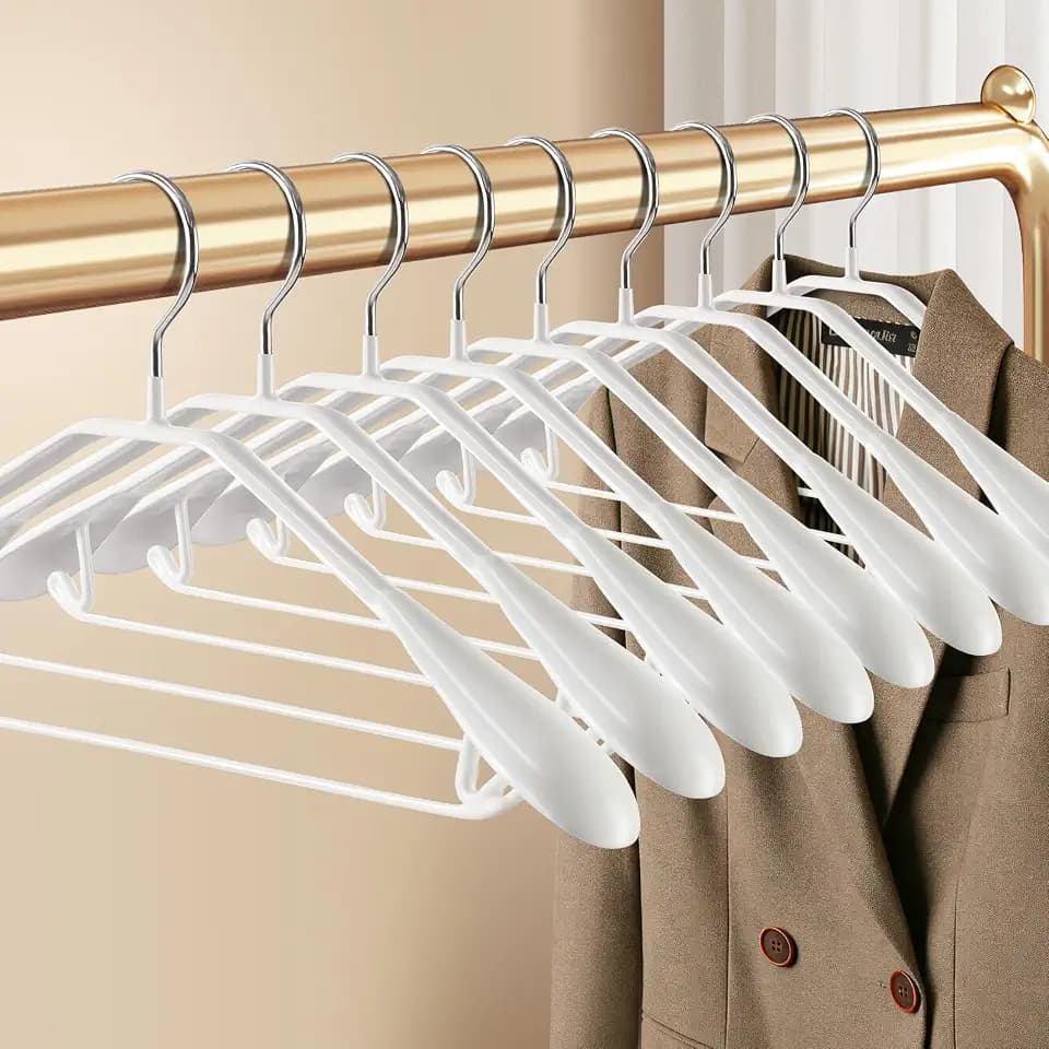 17.5 Inch Wide Shoulder Hangers for Sweater,Suit,10 Pack,White