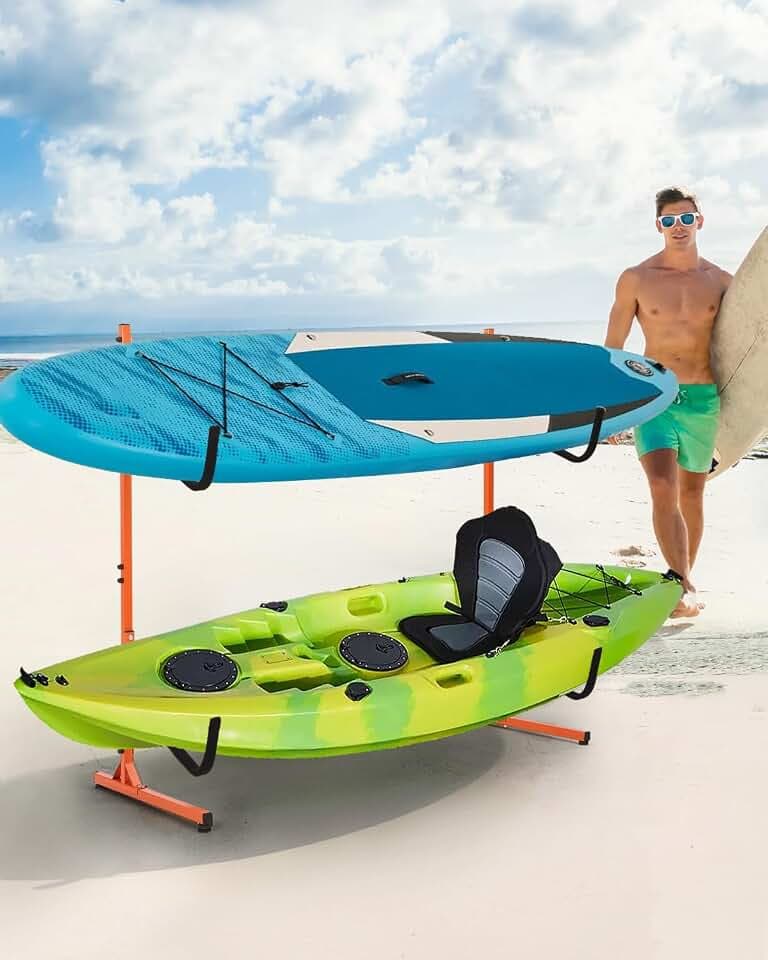 Garvee Kayak Storage Rack, Heavy Duty Kayak Stand for for Indoor and Outdoor Storage, Freestanding Kayak Holder Stand for Kayaks, Canoes, Surfboard, Paddleboard Storage