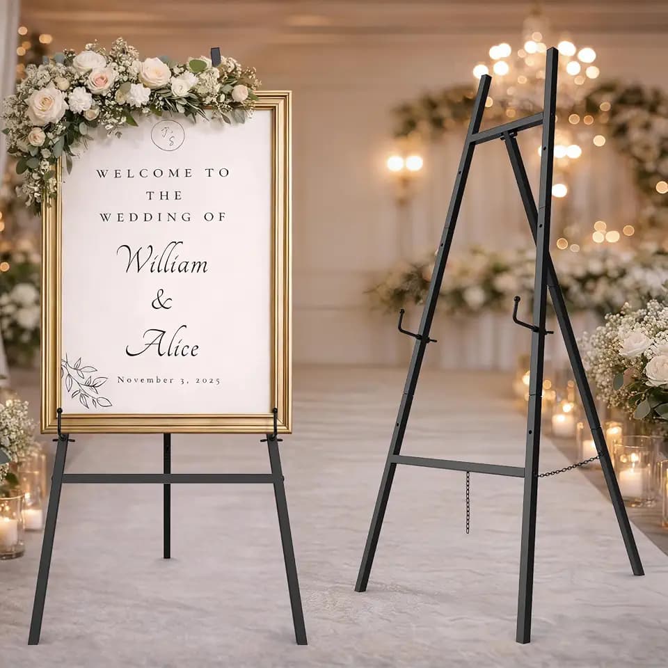 Easel Stand for Sign, Black Metal Display Easel for Wedding & Posters