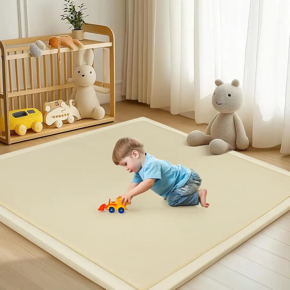 DoCred Baby Play Mat for Floor - 50”x50 1.4 in Thick Soft Foam Nursery Rug