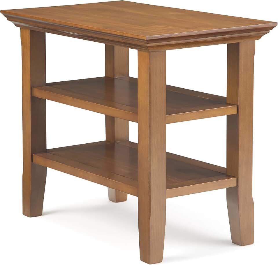 SIMPLIHOME Acadian 14" Wide Solid Wood End Table in Light Golden Brown