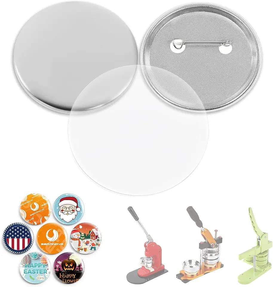 BEAMNOVA 100 Sets 58mm / 2.28 in Button Maker Supplies, Matte Metal Back