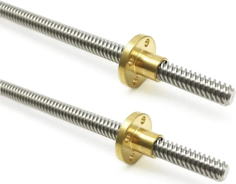 2PCS 450mm(17.72 Inches) Tr8x8 Lead Screw with T8 Brass Nut (Acme Thread, 2mm Pitch, 4 Starts, 8mm Lead) for LCD DLP SLA 3D Printer Z Axis and CNC Machine