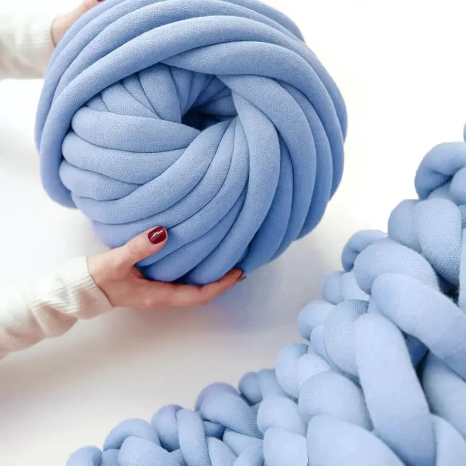 Chunky Yarn,Arm Knitting Yarn for DIY Blanket and Craft, Light Blue, 2.2lb