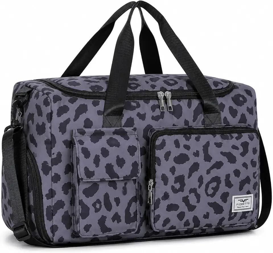 FIORETTO Women's Gym Duffle Bag with Shoes Compartment, 30L Capacity, Ideal for Travel, Gym, Sports, Duffel, Weekender