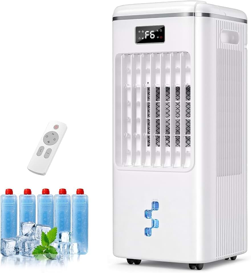 Windowless Portable Air Conditioners Fan, Evaporative Air Cooler Fan 3 Modes & 3 Speeds, 2-Gal Tank for 20H Cooling,16FT Remote,12H Timer for Smart Auto-off, No Hose Needed,36db Swamp Cooler