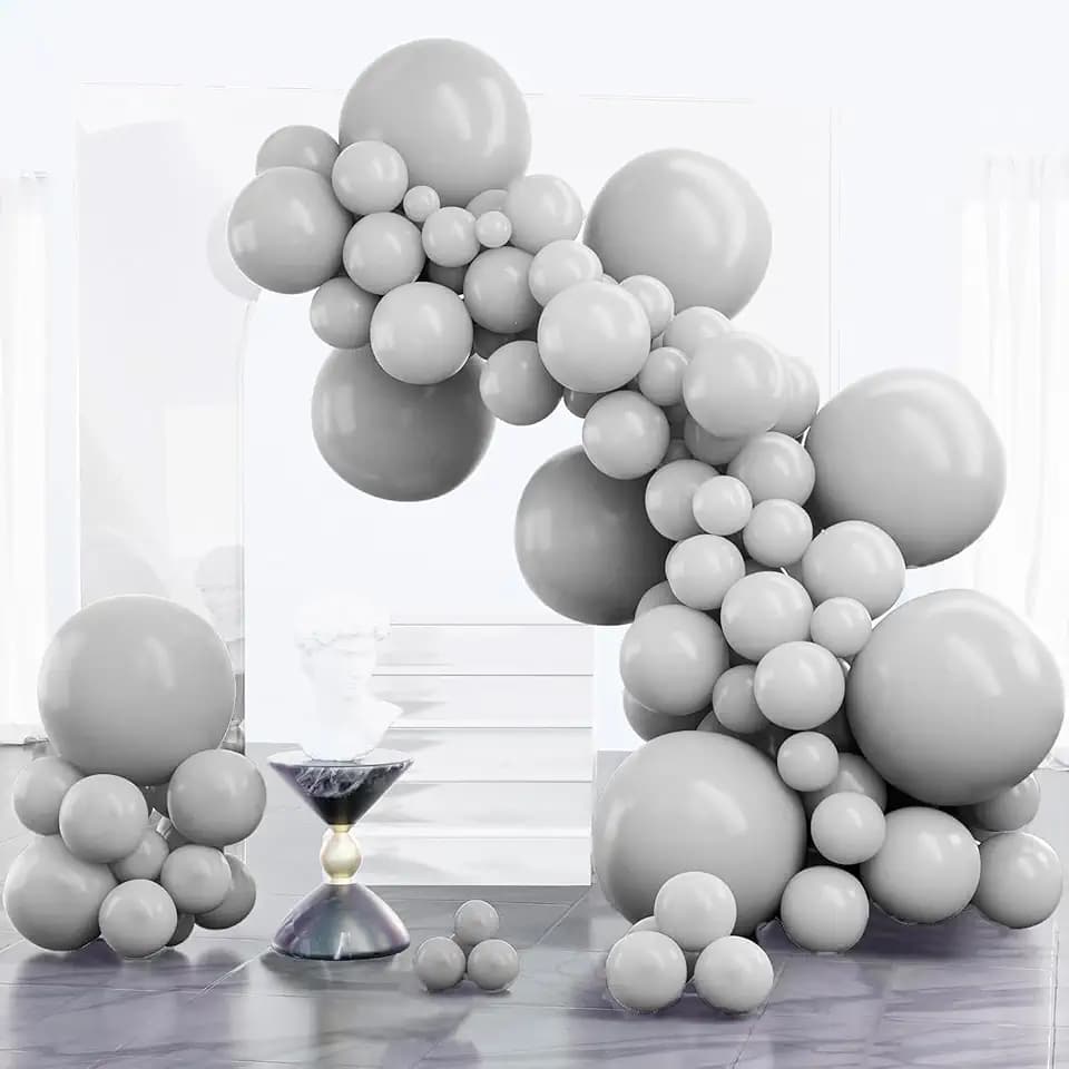 PartyWoo Gray Balloons 100pcs Matte Gray Latex Balloons Different Sizes