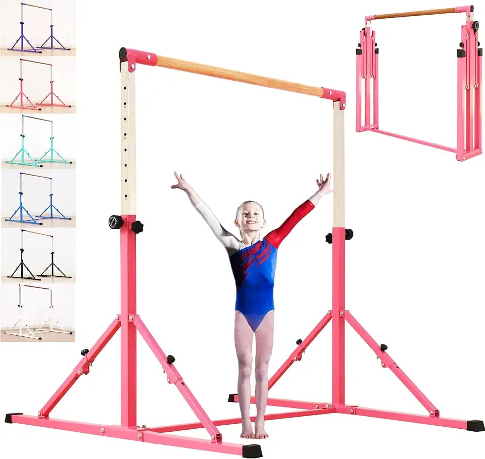 MARFULA Adjustable 5 Ft Folding Gymnastics Kip Bar for Kids Ages 3-18