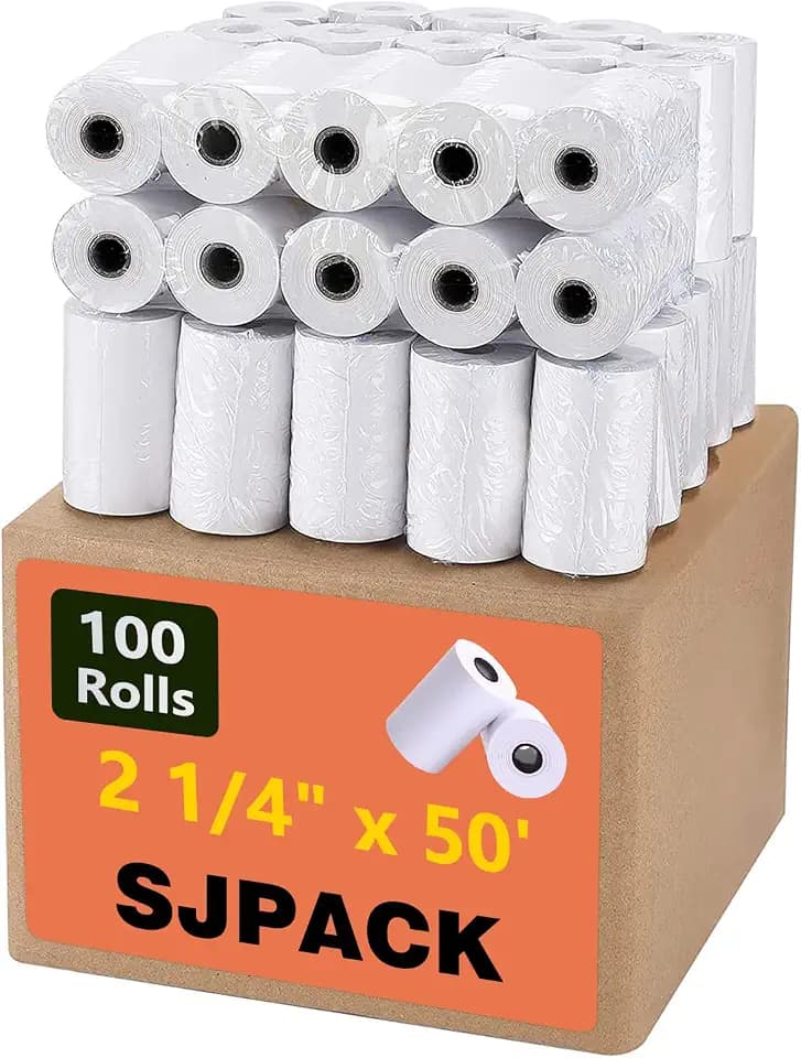 SJPACK Thermal Receipt Paper 2 1/4" x 50' Pos Receipt Paper, Cash Register Roll, 100 rolls