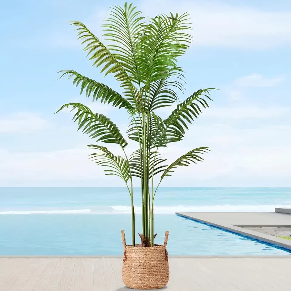 5.5FT Fake Palm Tree Artificial Plant Faux Tall Palm Tree in Pot