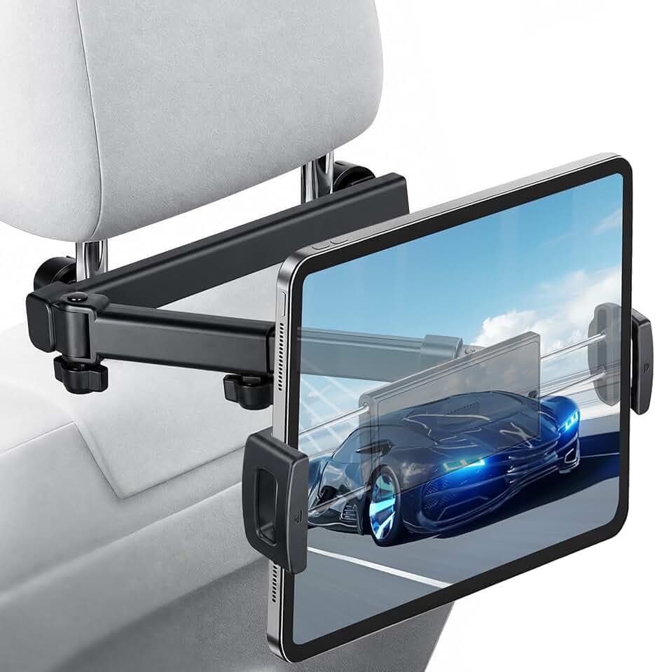 VINATO Kopfstützen-Tablethalterung für Auto, 360° drehbar, passend für 4,7-13 Zoll Tablets und Smartphones, Schwarz