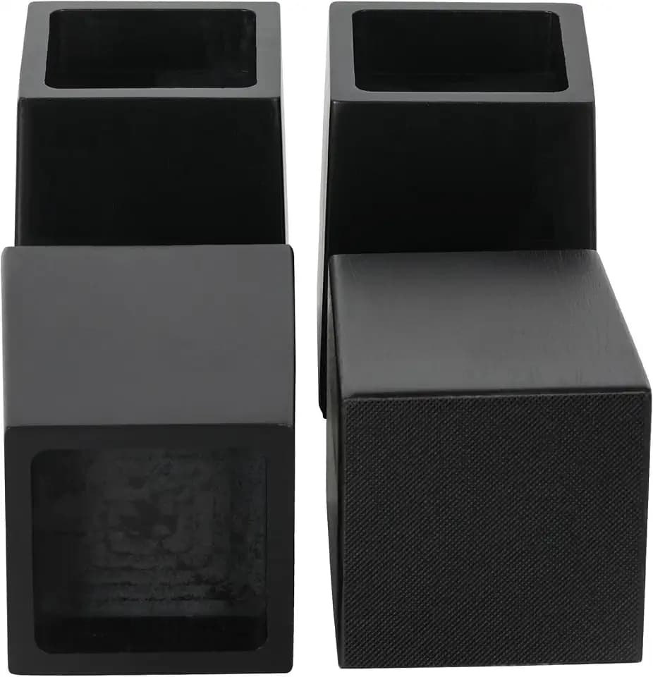 EasyPAG Bed Risers 5 inch Heavy Duty, Elevate Height 4 inch, Wood Furniture Risers for Couch Table Desk, Support 2200 Lbs, 1-inch Deep Anti-Fall Edge Bed Lifts with Non-Slip Pads, 4 Pack, Black