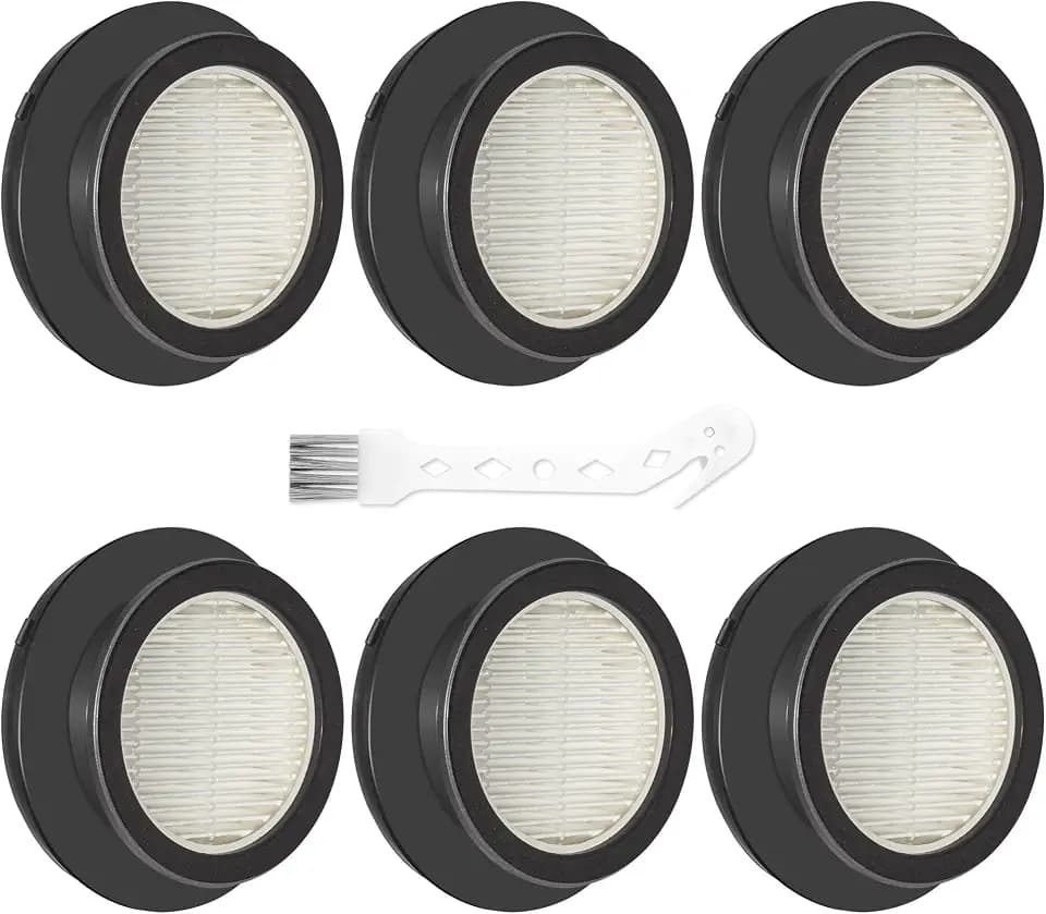 6 Pack X7A HEPA Filter Replacements Compatible with SunSare X7A-US Cordless Stick Vacuum Cleaner with Touch Screen and SunSare X7A Handheld Vacuum Cleaners for Home, 6 HEPA Filters, 1 Cleaning Brush