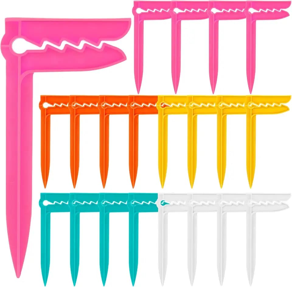 Honeydak 20 Pcs Beach Towel Anchor Stakes Clips Plastic Sand Spikes