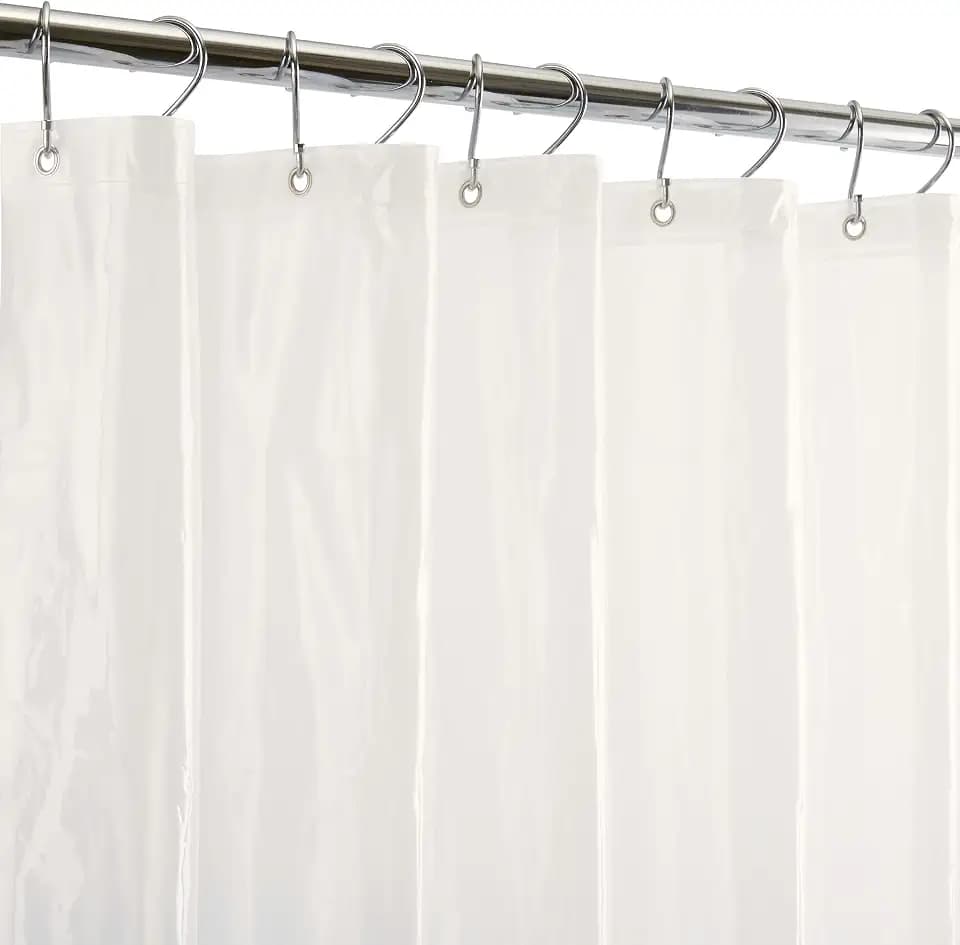 Bath Bliss PEVA Splash Guard Shower Curtain Liner | 8G | 70"x 72" | Stainless Steel Grommets |Weighted Magnetic Hem |Frost