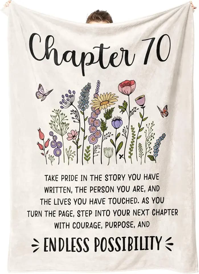 Afterprints 70th Birthday Gifts for Women, Chapter 70 Birthday Blanket