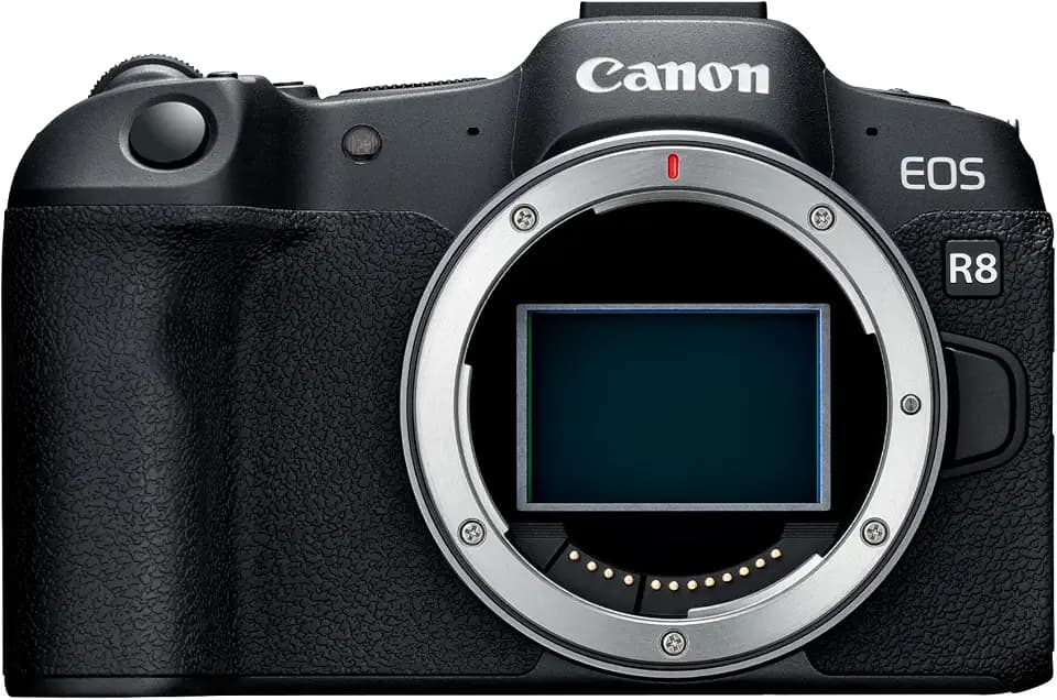 Canon EOS R8 (Gehäuse) – 24,2 MP Vollformat-Systemkamera – Dual Pixel CMOS AF II, 4K bis 60p, bis zu 40 B/s, Touchdisplay, WLAN, Bluetooth & USB-C - Für Vollformat-Kreativität konzipiert