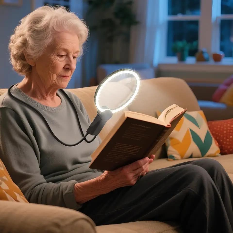 2500mAh Magnifying Glass with Light, 5X Hands Free Neck Magnifier