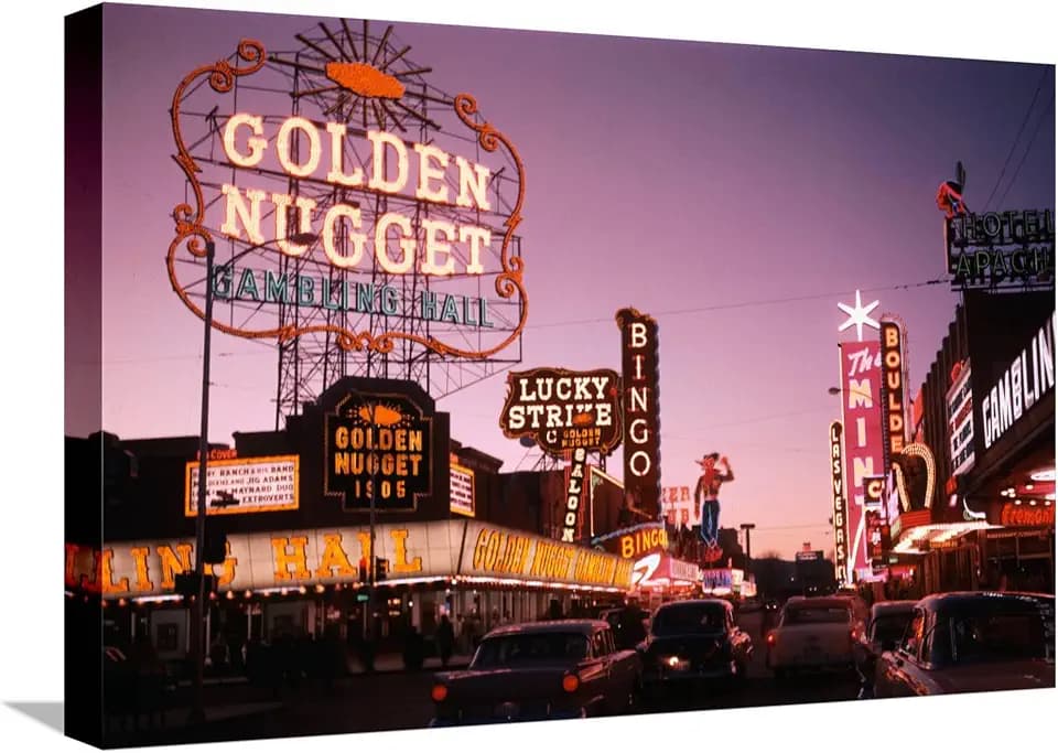 ART.COM Canvas Wall Art Prints Fremont Street in Las Vegas by Philip Gendreau, Places Decor, 24" x 16"