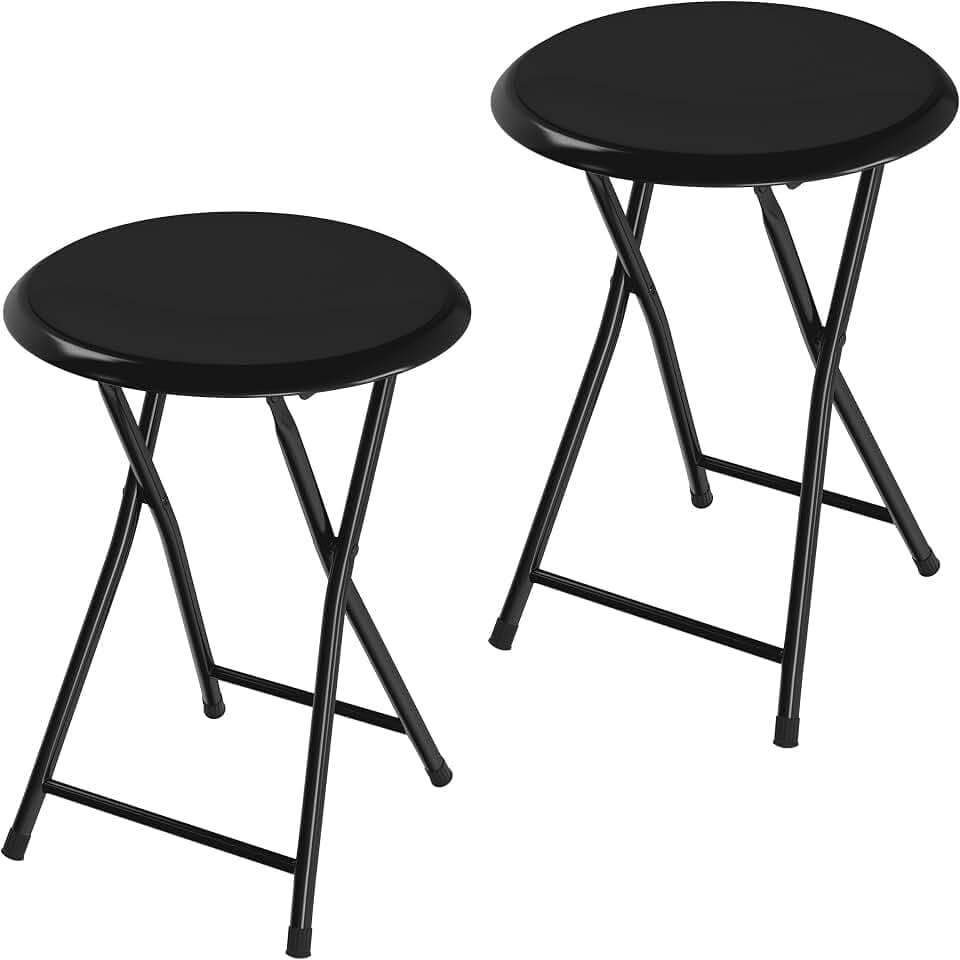 Folding Stool - Portable Backless 18” Stool with 225lb Capacity Set of 2