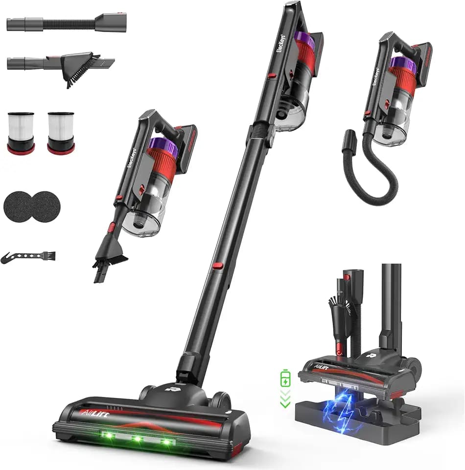 ElecKeys 650W 55kPa Foldable Cordless Vacuum Cleaner with Charging Dock