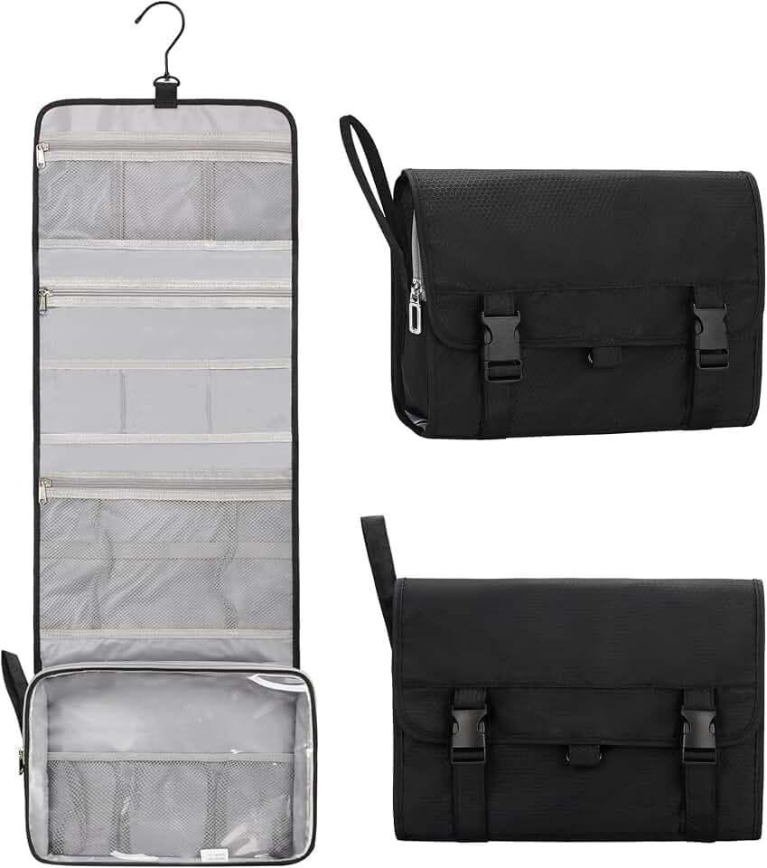 Relavel Travel Toiletry Bag for Men, Large Hanging Toiletries Bag - Black