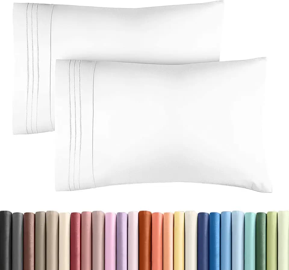 Queen Pillow Cases Set of 2 - Ultra Soft Cozy Pillowcase Covers - White