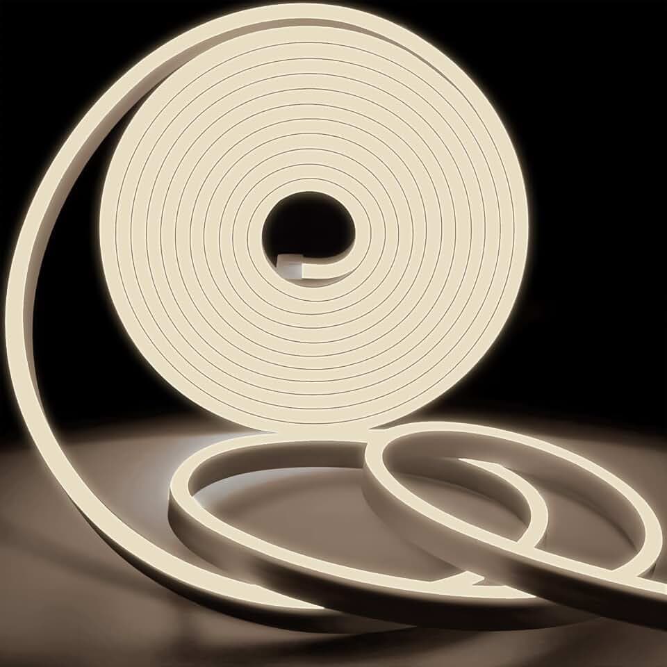 KSIBNW 230V Neon LED Streifen Aussenbereich Neutralweiß 4000K, Led Strip 2m Mit Netzteil Und Led Controller, Flexibler Wasserdichter IP65 Neonlichtstreifen für Schlafzimmer, Innen Heim Küche Deko