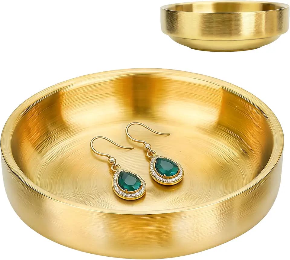 Ring Dish, Set of 2 Ring Holder for Women Engagement Gift, Small Gold Wedding Display Jewelry Tray
