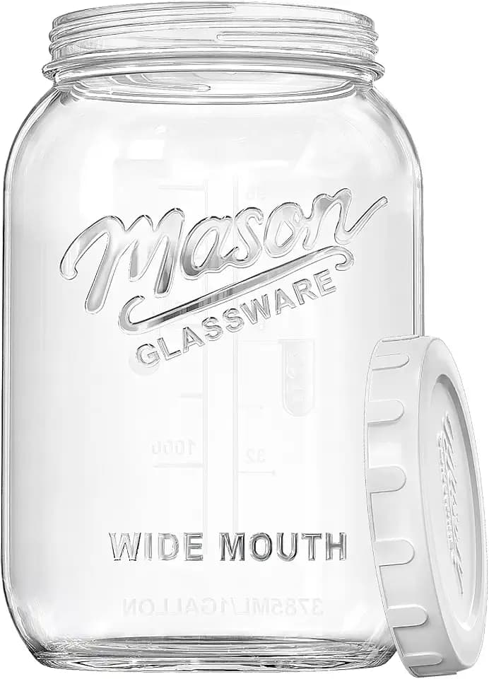 1 Gallon Glass Mason Jar with Airtight Lid, 1 Pack Big Canning Jar