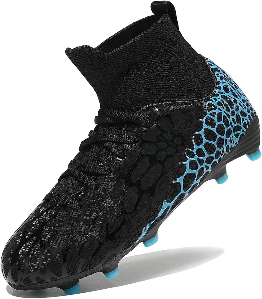 Kids Firm Ground Soccer Cleats Boys Slip On Football Shoe