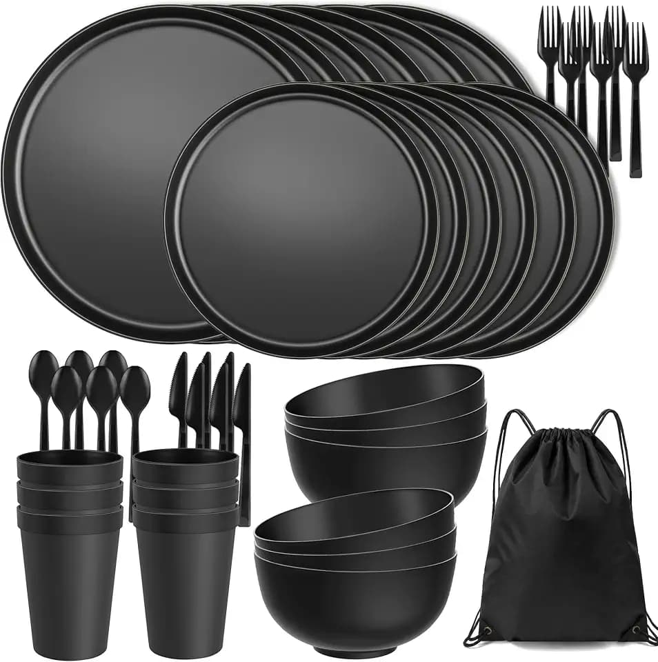42 Piece Dinnerware Set for 6, Unbreakable Plates and Bowls Sets