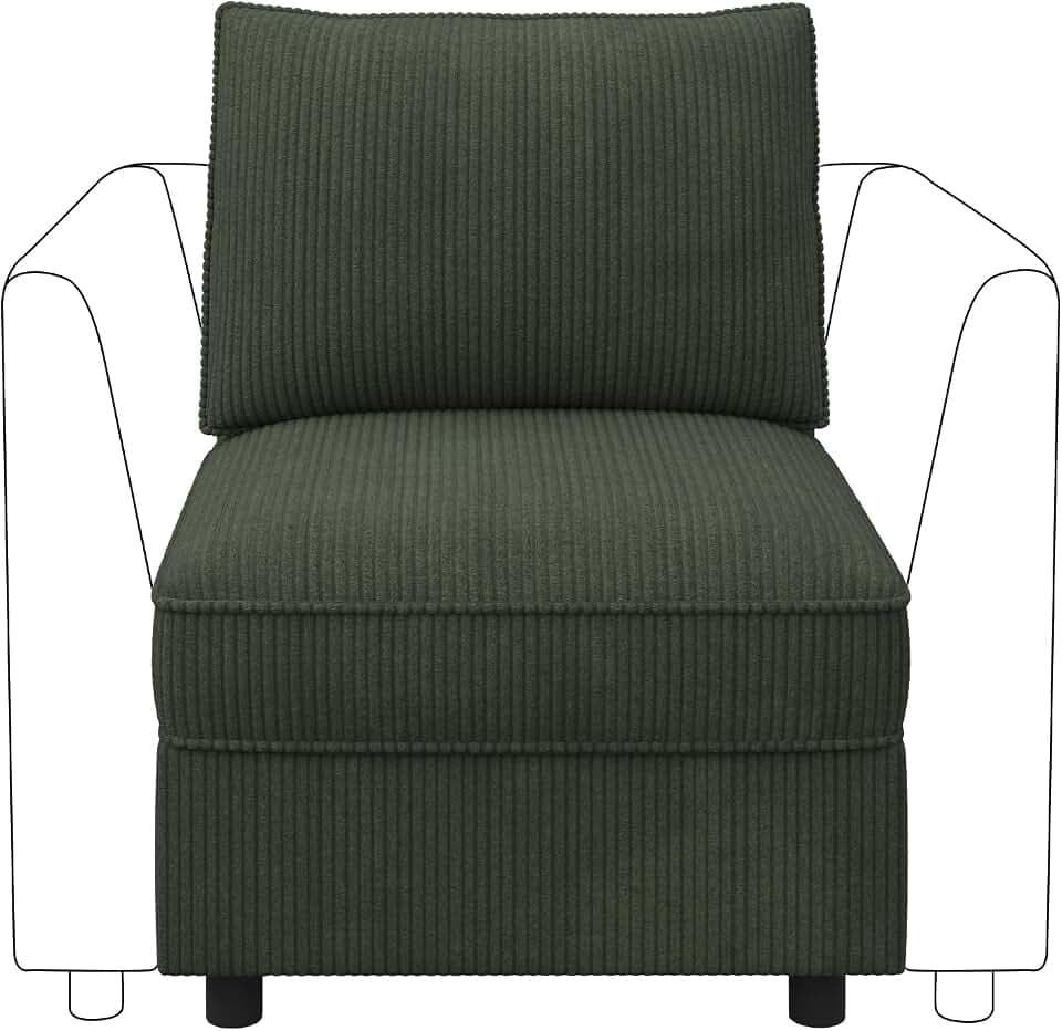 HONBAY Middle Module for Modular Sectional Couch, Accent Armless Chair with Storage Seat - Green