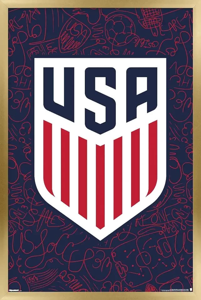 Trends International US Soccer - Logo Variant 25 Wall Poster, 22.4L x 14.7W, Gold Framed Version