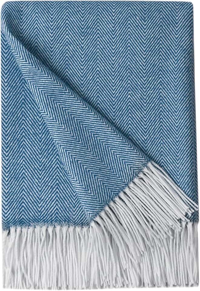 BOURINA Navy Throw Blanket Soft Herringbone Throw Outdoor Blanket 50"x60"